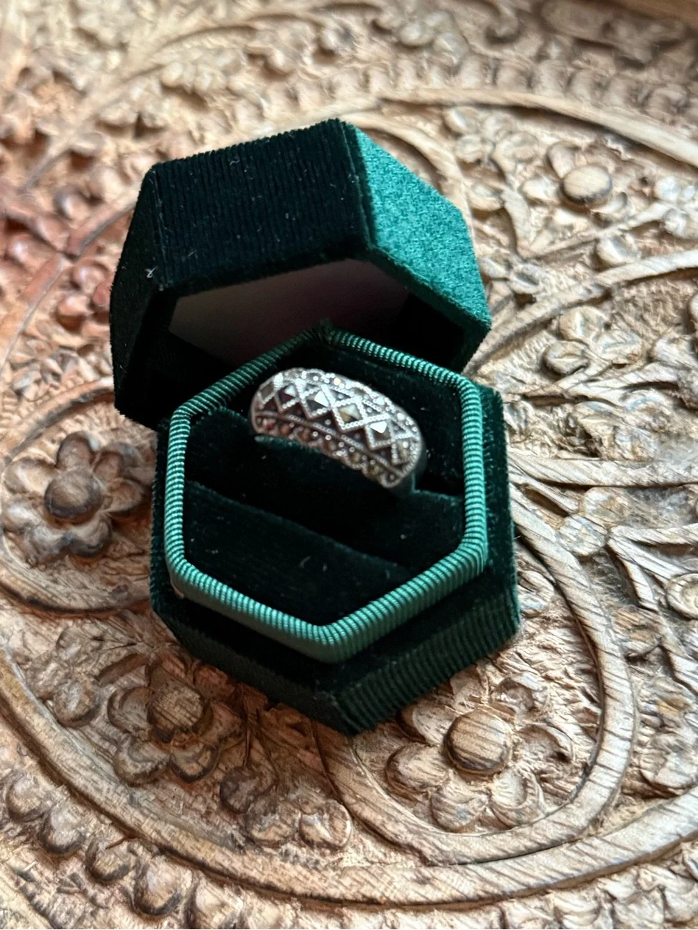MCM Sterling Marcasite ring size 8